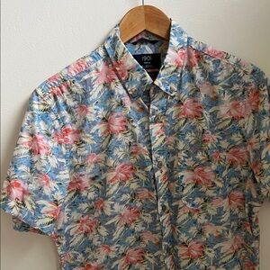 1901 Nordstrom Men's Tropical Floral Shirt - Blue and Pink Medium